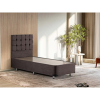 Niron Rama 90x200 cm Başlıklı Sandıklı Tek Kişilik Baza Seti Füme