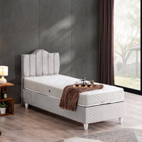 Cesur Trend 120x200 cm Başlıklı Yataklı Sandıklı Tek Kişilik Baza Seti Açık Gri