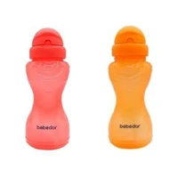 Bebedor Pipetli Akıtmaz Kulpsuz 6+ Ay 330 ml Alıştırma Bardağı Kırmızı-Turuncu
