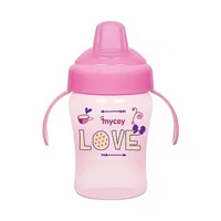 Mycey Akıtmaz Kulplu 0+ Ay 240 ml Alıştırma Bardağı Pembe
