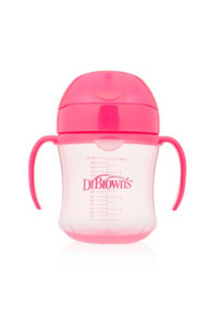 Dr.Browns Akıtmaz Kulplu 6+ Ay 180 ml Alıştırma Bardağı Pembe