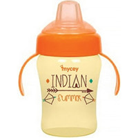 Mycey Indian Pipetli Akıtmaz Kulplu 0+ Ay Alıştırma Bardağı Turuncu