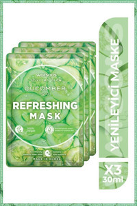 Watsons Fruity Cucumber Refreshing Nemlendiricili Kağıt Yüz Maskesi 3 Adet