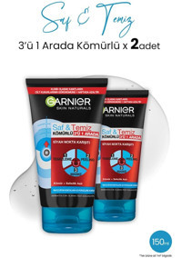 Garnier 3'Ü 1 Arada Siyah Nokta Karşıtı Krem Yüz Maskesi 2x150 ml