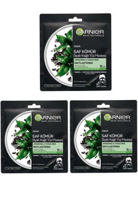 Garnier Kömür Ve Siyah Çaylı Matlaştırıcı Kağıt Yüz Maskesi 3 Adet