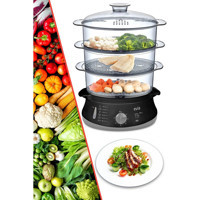 Evia Ea-4206 800 W Plastik 10 lt Hazneli Zamanlayıcılı Buharlı Pişirici Siyah