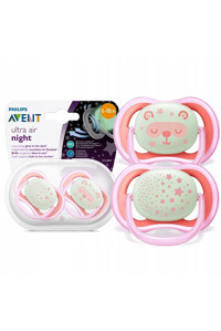 Philips Avent Ultra Air SCF376/22 6-18 Ay Fosforlu Delikli Ortodontik Yenidoğan Damaklı Silikon Emzik Pembe