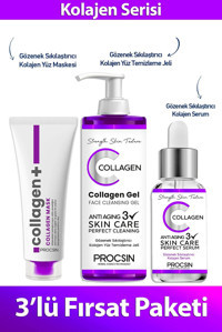 Procsin Kolajen Jel Yüz Maskesi + KOLAJEN YÜZ TEMİZLEME JELİ + KOLAJEN SERUM