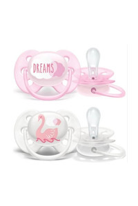 Philips Avent Ultra Soft SCF222/02 0-6 Ay Delikli Ortodontik Yenidoğan Silikon 2'li Emzik Beyaz Pembe