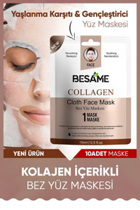Besame Collagen Provitamin B5 Aloe Veralı Nemlendiricili Kağıt Yüz Maskesi 10 Adet