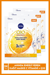 Nivea Q10 Energy Nemlendiricili Soyulabilir Kağıt Yüz Maskesi 3x30 ml