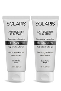 Solaris Yağlı Ve Lekeli Ciltler İçi Killi Nemlendiricili Krem Yüz Maskesi 2x100 ml
