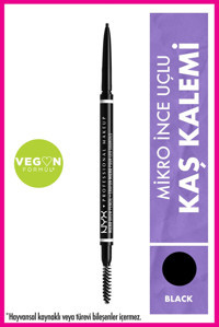 Nyx Professional Makeup Ultra Ince Asansörlü Çift Taraflı Fırçalı İnce Uçlu Kaş Kalemi Siyah