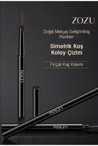 Zozu Images Serisi Asansörlü Çift Taraflı Fırçalı İnce Uçlu Suya Dayanıklı Kaş Kalemi Koyu Kahverengi