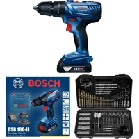 Bosch GSB 180-Li 18 V 2.0 Ah Kömürsüz Darbeli Akülü Vidalama Makinesi + 103 Parça Vidalama Ucu Seti