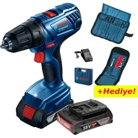 Bosch GSR 180-Li 18 V 2 Ah Kömürsüz Darbeli Çift Akülü Vidalama Makinesi + + 23 Parça Vidalama Ucu