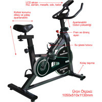 Hattrick Spinbike Mega 120 kg Kapasiteli Koltuklu Manyetik Dikey Kondisyon Bisikleti Siyah