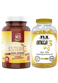 Ncs Ester C Kara Mürver Turunçgil Yetişkin 60 Adet + Flx Omega 3 6 9 90 Tablet