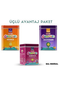 Ocean Smart Gummies Limon Portakal Çilek Elma Elmasulu Ahududu Kara Mürver Özütü Yetişkin Mineral 3x64 Adet