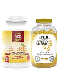Ncs Ester C Kara Mürver Turunçgil Yetişkin 180 Adet + Flx Omega 3 6 9 90 Tablet
