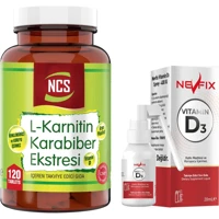 Ncs Karabiber Ekstresi L-Karnitin 120 Tablet + Nevfix Vitamin D3 Sprey 20 ml