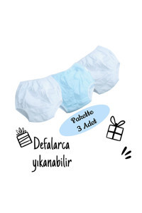 O L A 174 15-19 kg 3'lü Yıkanabilir Beyaz-Mavi Alıştırma Külodu