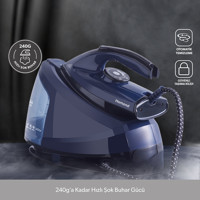 Homend Steamwork 1168H 2400 W 5 bar Yapışmaz Tabanlı Şok Buharlı Kazanlı Ütü Lacivert