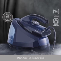 Homend Steamwork 1169H 2400 W 5 bar Yapışmaz Tabanlı Şok Buharlı Kazanlı Ütü Mavi