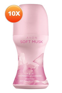 Avon Soft Musk Pudralı Ter Önleyici Antiperspirant Roll-On Kadın Deodorant 10x50 ml