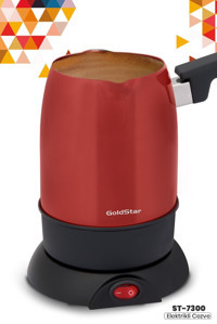 Goldstar ST-7300MK 850 W 4 Fincan Kapasiteli Çelik Elektrikli Cezve Mat Kırmızı