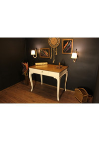 Wooding Mobilya Çekmeceli Masif Çalışma Masası Ceviz - Krem 120 cm