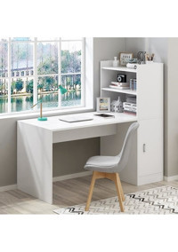 Aden Home Neva Dolaplı Çekmeceli Kitaplıklı MDF Çalışma Masası Beyaz