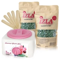 İzla 1+1 Boncuk Ağda Makinesi + 2xYeşil Boncuk Ağda + Spatula