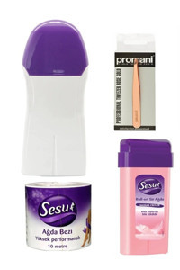 Sesu 1+1 Roll-On Ağda Makinesi + Kartuş Ağda + Ağda Bezi + Ağda Bezi