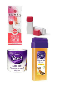Sesu 1+1 Roll-On Ağda Makinesi + Klasik Kartuş Ağda + Ağda Bezi