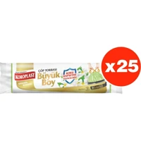 Koroplast Yasemin Kokulu Büzgülü Büyük Boy 65x70 cm Çöp Poşeti 10x25 Adet Yeşil