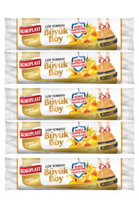 Koroplast Vanilya Kokulu Büzgülü Büyük Boy 65x70 cm Çöp Poşeti 5 Adet Turuncu