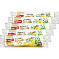 Koroplast Limon Kokulu Büzgülü Büyük Boy 65x70 cm Çöp Poşeti 10x5 Adet Sarı