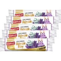 Koroplast Lavanta Kokulu Büzgülü Büyük Boy 65x70 cm Çöp Poşeti 10x5 Adet Mor