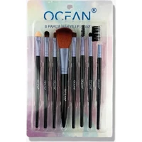 Ocean 8'li Allık Eyeliner Far Makyaj Fırça Seti Gümüş