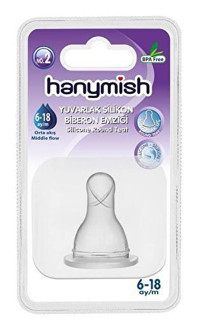 Hanymish 461 No:2 Silikon 6-18 Ay Orta Akışlı Geniş Ağızlı Biberon Emziği
