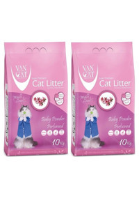 Van Cat Bebek Pudrası Kokulu Topaklanan Kalın Taneli Bentonit Kedi Kumu 2x10 lt