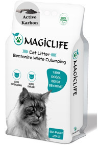 Magiclife Kokusuz Topaklanan İnce Taneli Aktif Karbonlu Bentonit Kedi Kumu 20 lt