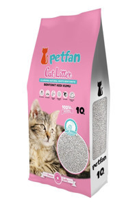 Petfan Bebek Pudrası Kokulu Topaklanan İnce Taneli Bentonit Kedi Kumu 10 lt
