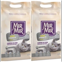 Mır Mır Kokusuz Topaklanan Kalın Taneli Aktif Karbonlu Bentonit Kedi Kumu 2x10 lt