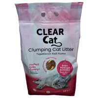 Clear Cat Bebek Pudrası Kokulu Topaklanan İnce Taneli Bentonit Kedi Kumu 10 lt