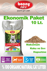 Bonny Nice Doğal Topaklanan Kalın Taneli Çam Pellet Kedi Kumu 2x10 lt