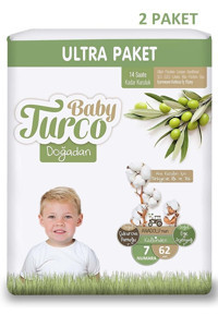 Baby Turco Doğadan 7 Numara Organik Cırtlı Bebek Bezi 124 Adet