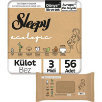 Sleepy Ecologic 3 Numara Organik Göbek Oyuntulu Külot Bebek Bezi 56 Adet