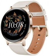 Huawei Watch GT 3 Elegant HarmonyOS Su Geçirmez 42.3 mm Deri Kordon Daire Unisex Akıllı Saat Beyaz